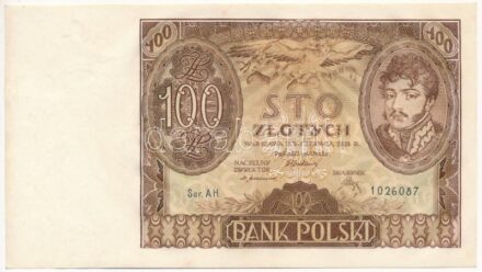 Lengyelország 1932. 100Zl 'AH 1026087' T:I Poland 1932. 100 Zlotych 'AH 1026087' C:UNC Krause P#74.a