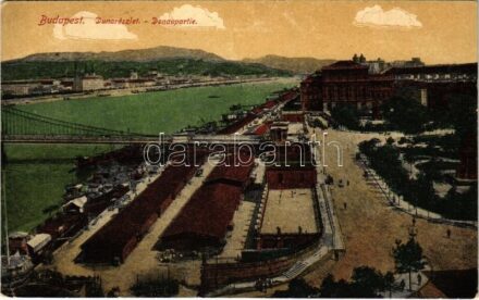 1918 Budapest V. Széchenyi István tér és rakpart, Lánchíd pesti hídfő (EK)