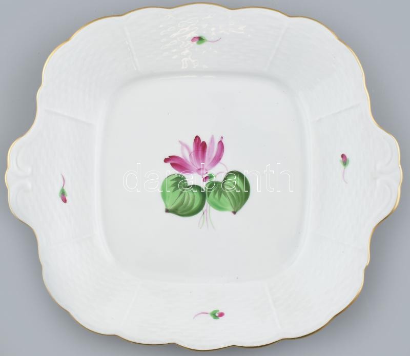 Herendi süteményes tál, kézzel festett, jelzett (II.oszt.),hibátlan, d:28 cm