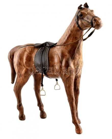 Bőr lófigura, kopott, m:33cm