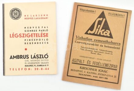 Sika vízhatlan cementhabarcs képes reklám nyomtatvány. 32 p. + Nedves fal, Gombás padló légszigetelése Ambrus László képes kiadvány 12 p.