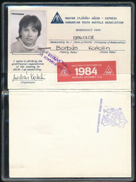 1984 Magyar Ifjúsági Házak - Express (International Youth Hostels Federation) fényképes tagsági igazolványa