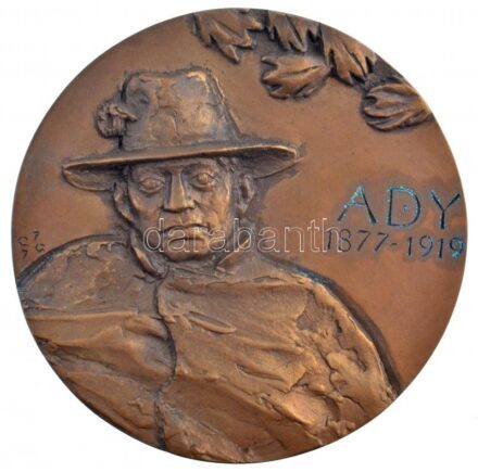 Gáti Gábor (1937- ) 1977. 'Ady 1877-1919 / 'Szállani, Szállani, Szállani Egyre' Br plakett dísztokban (111mm) T:1-