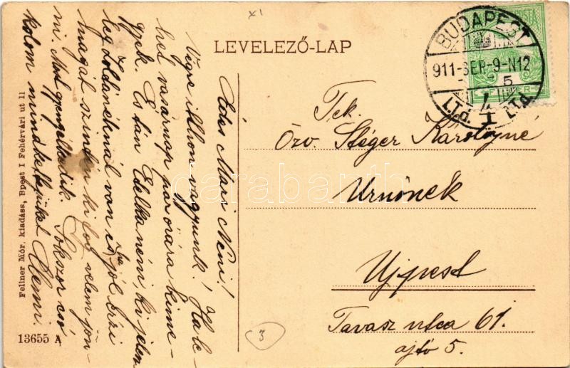 1911 Budapest XI. Fehérvári út, Gellért kávéház, foghíjas magasház beépítés, villamosok. Fellner Mór kiadása - Image 2