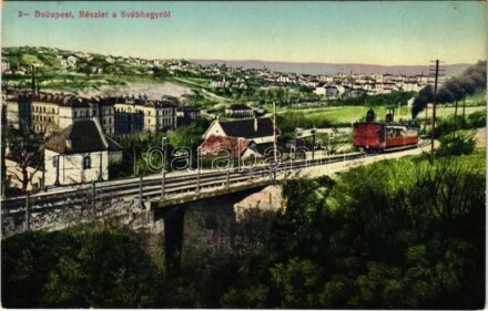 Budapest XII. Svábhegy, Fogaskerekű vasút vonattal a kórház előtt