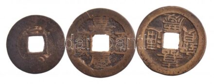 Kínai Császárság / Ching Dinasztia / Chia Ching 1796-1820. 1C sárgaréz (3db, Hupeh és Chekiang tartományok) T:2-,3 Chinese Empire / Ching Dynasty / Chia Ching 1796-1820. 1 Cash Brass (3pcs, from Hubei és Chekiang provinces) C:VF,F