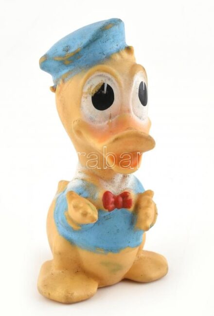 Játék gumikacsa, kopásnyomokkal, m: 13,5 cm