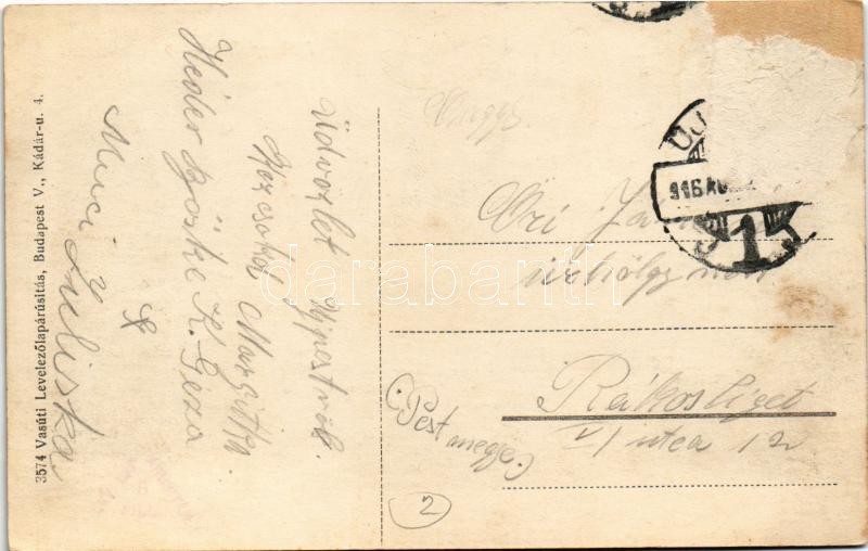 1916 Budapest XV. Rákospalota, Sándor utca. Vasúti levelezőlapárusítás 3574. (Rb) - Image 2