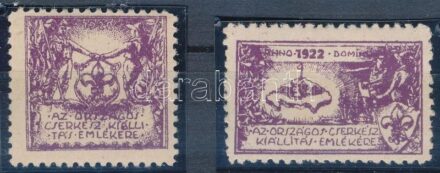 1922 Az országos cserkészkiállítás emlékére 2 db levélzáró / labels