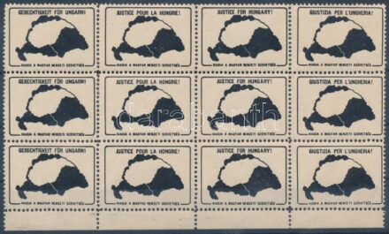 1930 Igazságot Magyarországnak levélzáró 12-es tömb / label block of 12