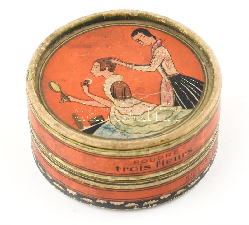 Richard Hudnut Three Flowers púderes doboz, d: 7 cm