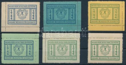 1944 Orosházi Bélyeggyűjtők Egyesülete 6 klf levélzáró / labels