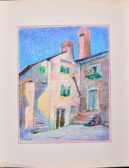 Ujváry Lajos (1925-2006): Lovran. Kréta, papír, jelzett. Kartonra kasírozva. 34x27 cm