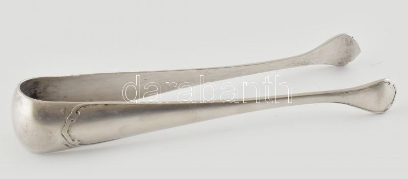Ezüstözött alpakka cukorfogó, kopásnyomokkal, jelzett, h:17cm