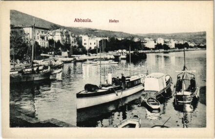 Abbazia, Opatija; Hafen, Dampfbarke / kikötő, gőzbárka / port, steam barge