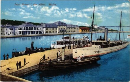 Brijuni, Brioni; kikötő, gőzbárka / port, steam barge