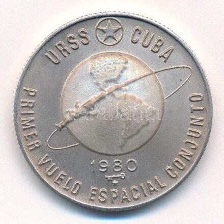 Kuba 1980. 5P Ag 'Első közös űrrepülés' T:1 (eredetileg PP) Cuba 1980. 5 Pesos Ag 'First Joint Space Flight' C:UNC (originally PP) Krause KM#50