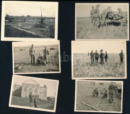 cca 1939-1945 Német katonák a keleti fronton, 6 db, egy kissé foltos, 7x10 cm és 6x8 cm közötti méretben
