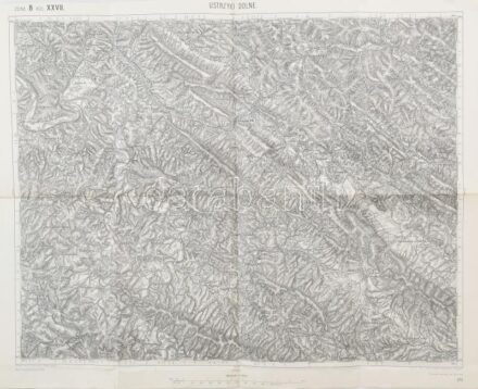 cca 1914 Ustrzyki Dolne, Zone 8. Kol. XXVII. / Ustrzyki Dolne és környéke, katonai térkép, 1 : 75.000, hajtva, 54x42,5 cm