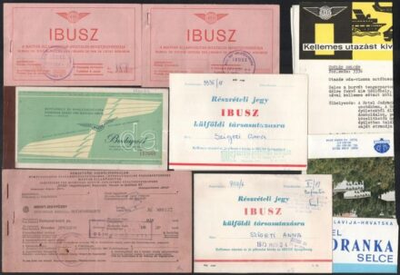 cca 1960-1980 MALÉV, MÁV, IBUSZ utazási jegyek, 6 db
