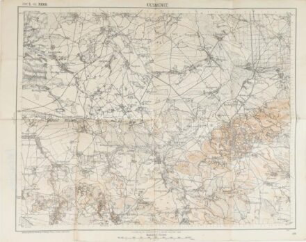cca 1914 Krzemieniec, Zone 5. Kol. XXXIII. / Kremenec és környéke, katonai térkép, 1 : 75.000, hajtva, 54x42,5 cm