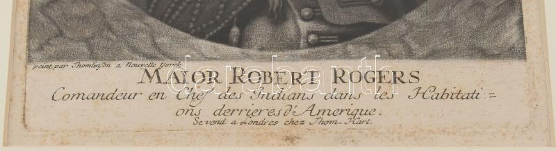 Thomlinson festménye után: Robert Rogers (1731-1795) amerikai angol őrnagy portréja, 1776 körül. Mezzotinto, papír. Jelzett a metszeten. Thomas Hart, London kiadása. Kissé foltos. Üvegezett fakeretben. 22x15,5 cm - Image 2