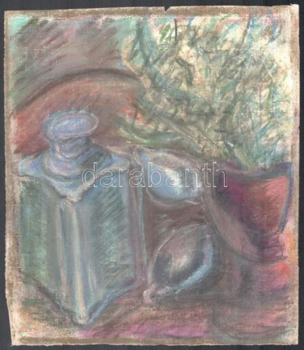 Jelzés nélkül: Csendélet. Pasztell, papír, lapszéli apró sérülésekkel, 28x24 cm /
