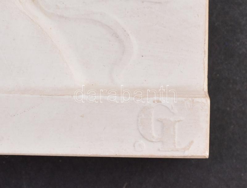 Göröntsér Greff Lajos (1888-1976): Ádám és Éva. Gipsz negatív forma. Jelzett. 21,5x20,5cm - Image 2