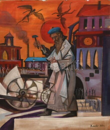 Kondor Béla jelzéssel: Alak. Olaj, ceruza, falemez. Sérült. 74,5×65 cm