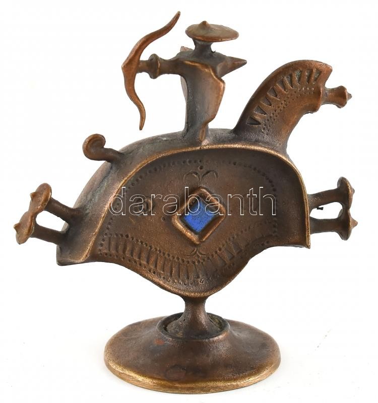 Pap Zoltán ( - ): Lovas. Bronz. Jelzett. m:9cm