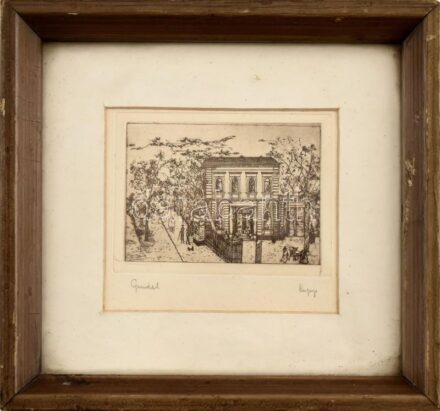 Hopp? jelzéssel: Gundel. Rézkarc, papír, paszpartuban 6x8 cm