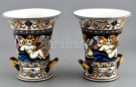 Olasz porcelán váza 2db, jelzett, hibátlan, m:23cm