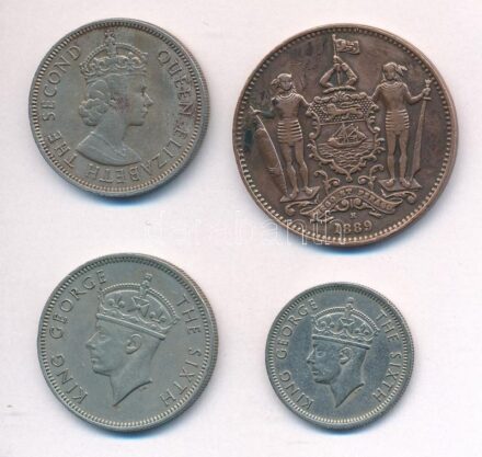Vegyes: Malaja 1948. 20c Cu-Ni 'VI. György' + 1960. 10c Cu-Ni 'VI. György' + Brit Észak-Borneó 1889. 1c Cu + Malaja és Brit Észak-Borneó 1961. 20c Cu-Ni 'II. Erzsébet' T:2-3 Mixed: Malaya 1948. 20 Cents Cu-Ni 'George VI' + 1960. 10 Cents