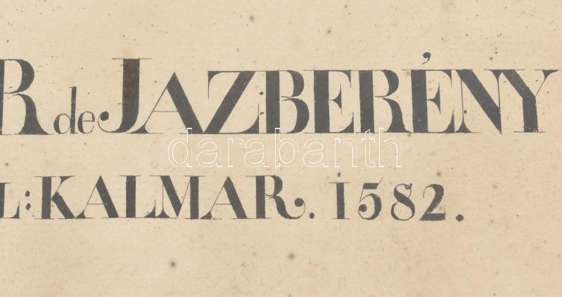 cca 1850-1900 Familiae Kalmar de Jászberény, nemesi címer, akvarell, üvegezett keretben, 47×36 cm - Image 3