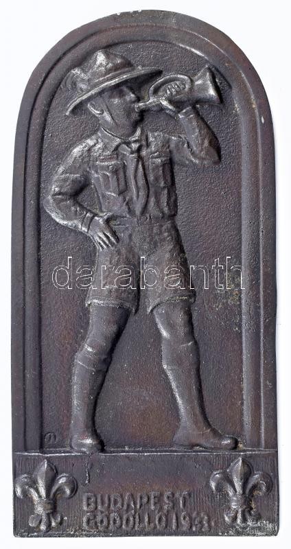 1933 Budapest-Gödöllő, Jamboree emlék, fém plakett, 20×10 cm