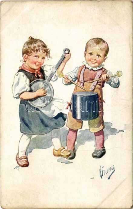 1935 Children art postcard. B.K.W.I. 817-1. s: K. Feiertag (fa)
