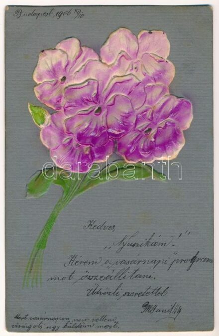 1906 Flowers. Emb. litho (ragasztónyom / glue marks)