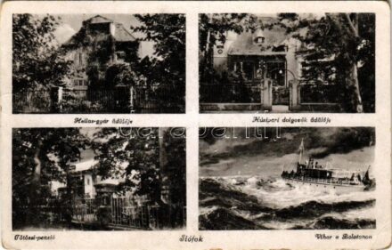 1949 Siófok, vihar a Balatonon, Hellas gyár üdülője, Tötössi penzió, Húsipari dolgozók üdülője (EK)