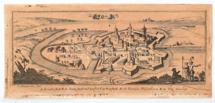 Jacob Peeters (1637-1695): Gyula látképe. Rézmetszet, feliratozva. 25x10,5 cm