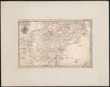 1804 Zemplén vármegye térképe.. In: [Korabinszky János Mátyás]: Korabinsky, Johann Matthias: Atlas Regni Hungariae Portatilis. Bécs, 1804. Schaumburg und Compagnie, rézmetszet, foltos,17x11 cm. Paszpartuban / 1804 Map of Zemplen County.