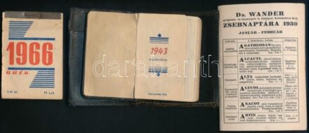 1930-1966 3 db reklámos zsebnaptár