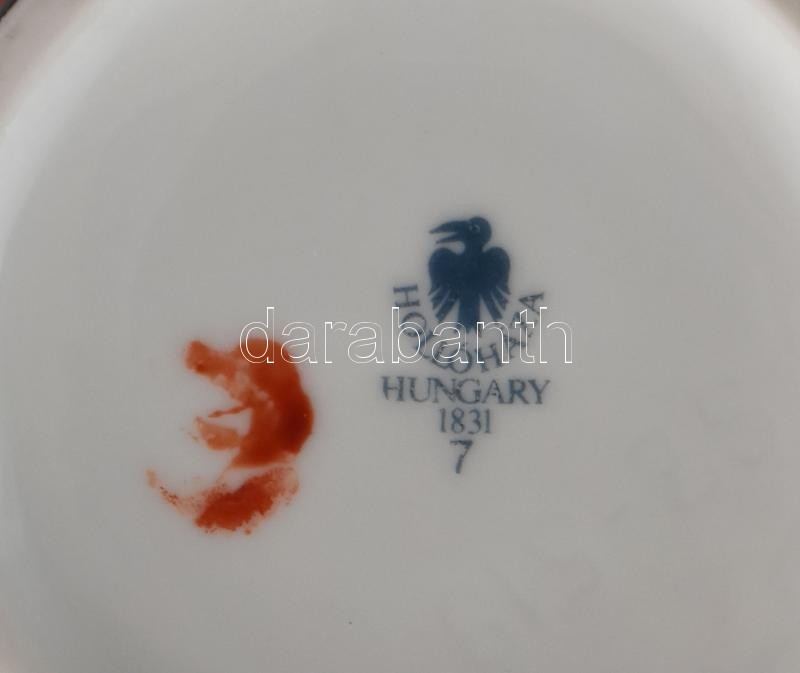 Hollóházi Szász Endre által tervezett mintával díszített váza, matricás, jelzett, kis kopásnyomokkal, billeg, m: 20 cm - Image 3