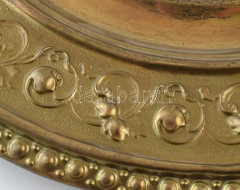 Két darab, rézkeretes, vászonkép 20. század eleje, kopott, d: 35cm - Image 2