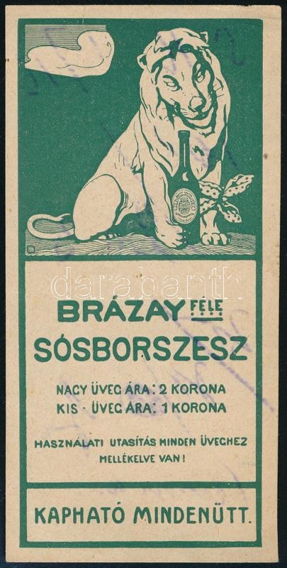 Brázay sósborszesz reklámos számolócédula