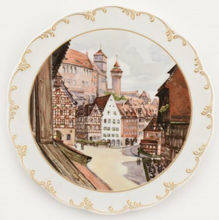 Classic Rose Rosenthal Group 'Hans Gründl: Nürnberg ' porcelán fali dísztál, hibátlan, jelzett, d: 27 cm