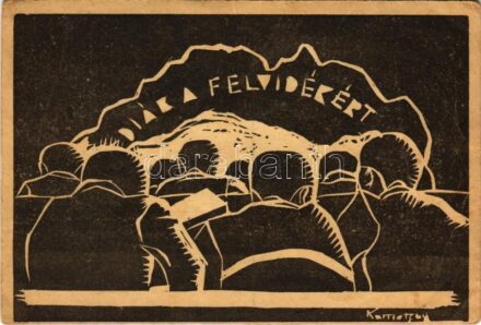 Diák a Felvidékért. Irredenta fametszet / Hungarian irredenta propaganda woodcut (gyűrődések / creases)