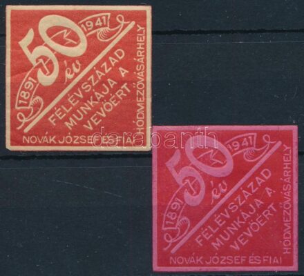 1941 Novák József és Fiai, Hódmezővásárhely 2 klf levélzáró
