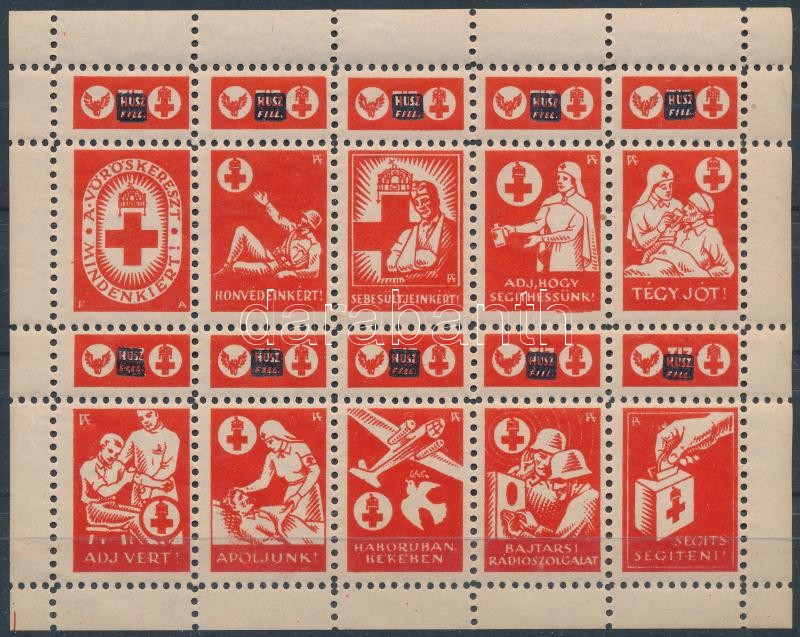 1918 Vöröskereszt segélybélyeg kisív / charity stamp mini sheet