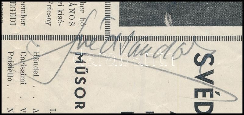 cca 1940 Svéd Sándor operaénekes aláírt műsorreklám - Image 2