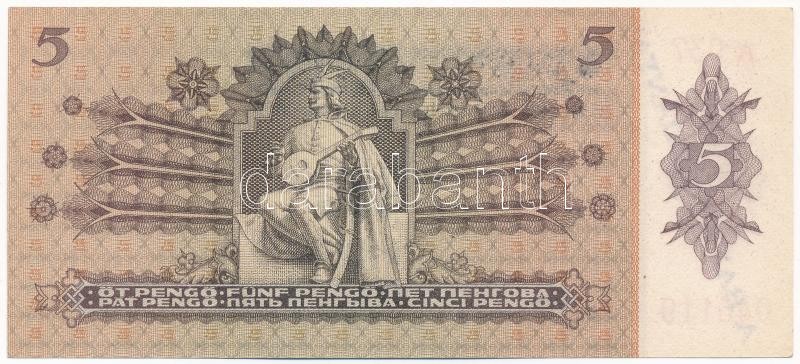 1939. 5P 'A 037 045119' ritka Erdély visszacsatolásakor bevezetni tervezett, de készpénz forgalomba nem került fekete felülbélyegzéssel '100 PENGŐ - E BANKJEGYET HAMAROSAN KICSERÉLJÜK' valamint 'A BANK PÉLDÁNYA!' lila bélyegzéssel. - Image 2